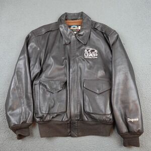 Cooper Type A-2 Jacket Mens Large Black Leather Bomber Full Zip USA Pockets